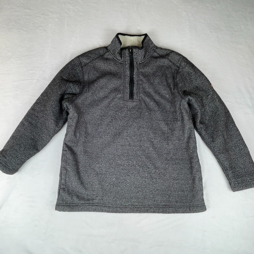 Orvis Sweatshirt Mens Large Gray Sherpa Lined Classic Fit Long Sleeve 1/4 Zip